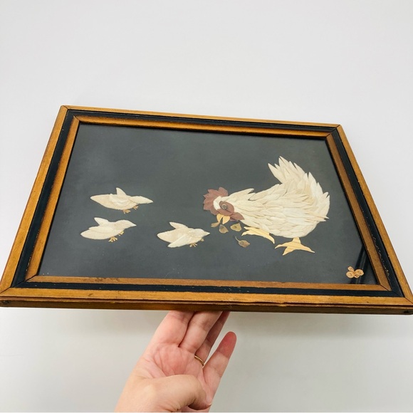 Flower Petal Art Chicken & Chicks Signed Joan Sands 1992 Fair Lea Floral Studio - Picture 9 of 14